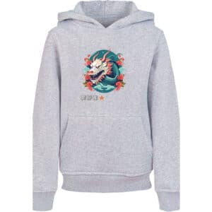 F4NT4STIC Hoodie Drache mit Blumen heather grey