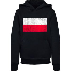 F4NT4STIC Hoodie Poland Polen Flagge distressed schwarz