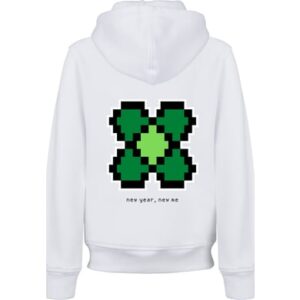 F4NT4STIC Hoodie Silvester Happy New Year Pixel Kleeblatt weiß