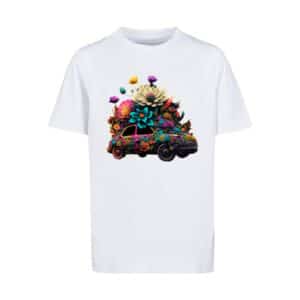 F4NT4STIC T-Shirt Blumen Auto Unisex Tee weiß