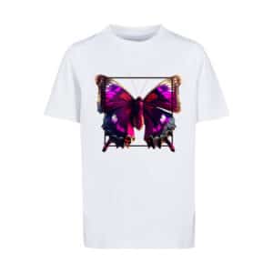 F4NT4STIC T-Shirt Pink Schmetterling TEE UNISEX weiß