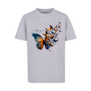 F4NT4STIC T-Shirt Schmetterling Frühling Tee Unisex heather grey