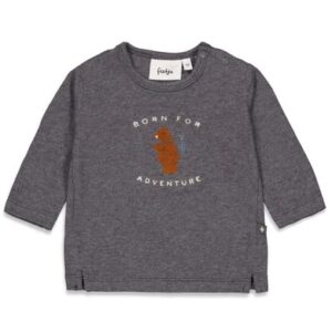 Feetje Langarmshirt Adventure Griddly Bear Antraciet Melange