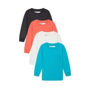 MINOTI 4er-Pack Longsleeves Grau/Orange/Cremeweiß/Grün