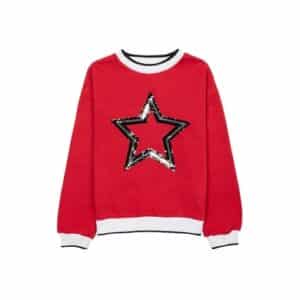 MINOTI Sweatshirt mit Paillettenstern Rot