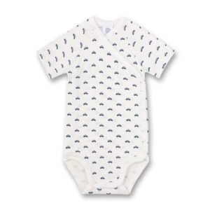 SANETTA Wickelbody kurzarm white pebble mit Autos