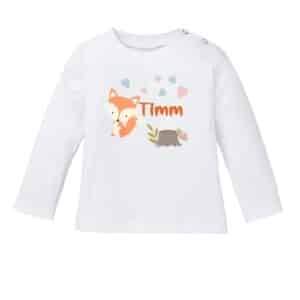 Schnullireich Baby Shirt (Langarm) mit Namen Kleiner Fuchs Weiß