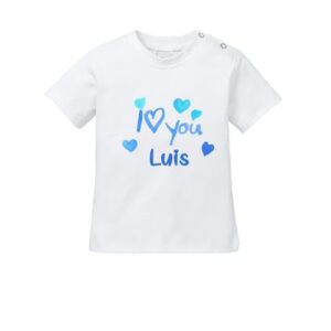 Schnullireich Baby T-Shirt (Kurzarm) mit Namen I Love You Weiß