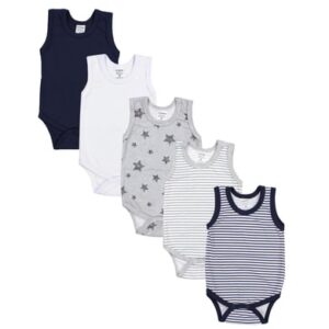 TupTam Baby Jungen Achselbody 5er Pack grau/weiß