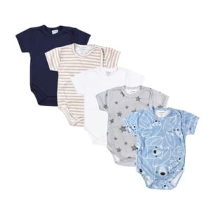 TupTam Baby Jungen Kurzarm Wickelbody 5er Set beige/blau