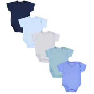 TupTam Baby Jungen Kurzarm Wickelbody 5er Set blau