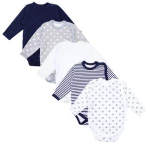 TupTam Baby Langarm Wickelbody 5er Pack grau/weiß