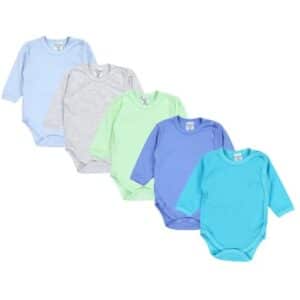 TupTam Baby Langarm Wickelbody im 5er Set grün/blau