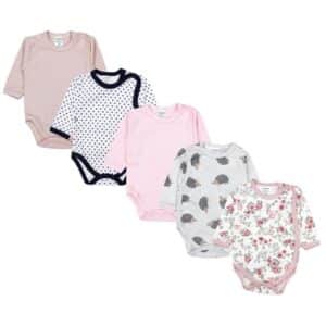 TupTam Baby Langarm Wickelbody im 5er Set pastellrosa