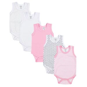 TupTam Baby Mädchen Achselbody 5er Pack rosa/weiß