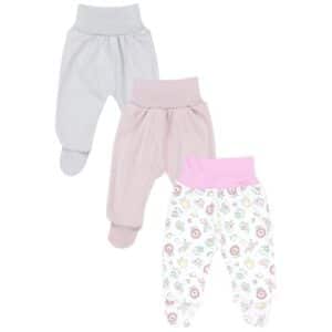 TupTam Baby Mädchen Strampelhose mit Fuß 3er Pack rosa/grau