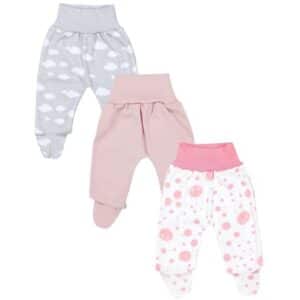 TupTam Baby Mädchen Strampelhose mit Fuß 3er Pack rosa/weiß