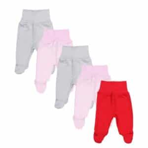 TupTam Baby Strampelhose mit Fuß 5er Pack rot/grau