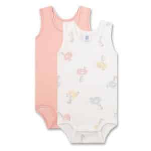 Sanetta Body Doppelpack Giraffen offwhite/ rosa