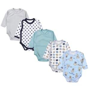 TupTam Baby Langarm Wickelbody im 5er Set mint/weiß