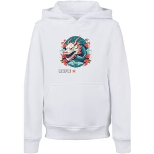 F4NT4STIC Hoodie Drache mit Blumen weiß