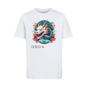 F4NT4STIC T-Shirt Drache mit Blumen weiß