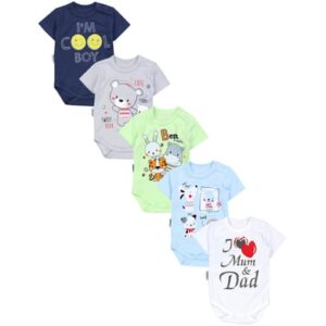 TupTam Baby Kurzarm Body mit Aufdruck Spruch 5er Pack blau/grün