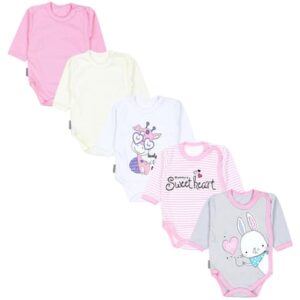 TupTam Baby Langarm Wickelbody im 5er Set rosa/weiß