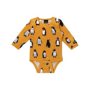 Villervalla Body Langarm Penguin Gelb