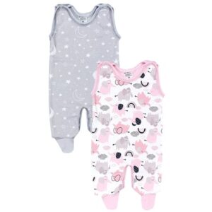 TupTam Baby Strampler Gemustert 2er Set rosa/grau