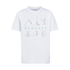 F4NT4STIC T-Shirt Namaste Yoga Skelett Halloween weiß