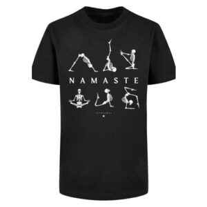 F4NT4STIC Basic Kids Tee Namaste Yoga Skelett Halloween schwarz