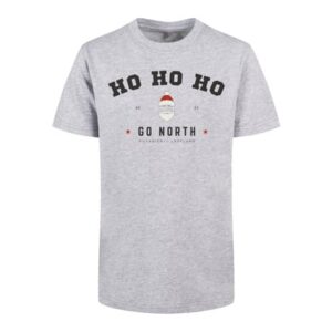 F4NT4STIC Basic Kids Tee Ho Ho Ho Santa Claus Weihnachten heathergrey