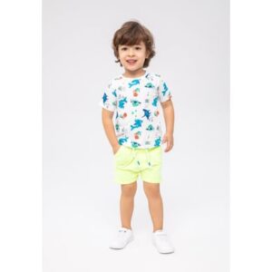 MINOTI T-Shirt und Shorts im Set Neongelb/Weiß