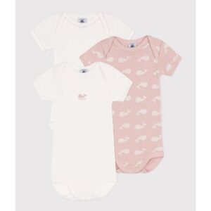 Petit Bateau Kurzarmbody 3er Pack Rosa