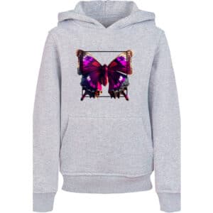 F4NT4STIC Hoodie Pink Schmetterling HOODIE UNISEX heather grey