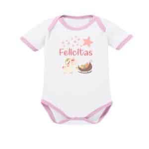 Schnullireich Baby Body (Kurzarm) mit Namen Party Einhorn (Sporty) Weiß