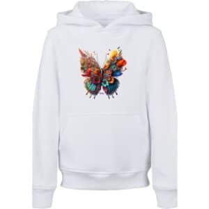 F4NT4STIC Hoodie Schmetterling Blumen Hoodie Unisex weiß