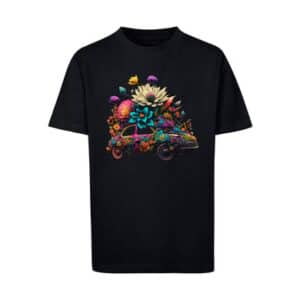 F4NT4STIC T-Shirt Blumen Auto Unisex Tee schwarz