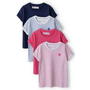 MINOTI 4er-Pack T-Shirts Rosa/Weiß/Blau