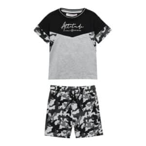 MINOTI T-Shirt und Shorts im Set Schwarz/Grau