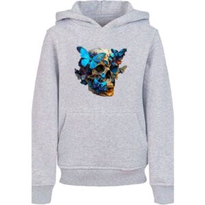 F4NT4STIC Hoodie Schmetterling Skull HOODIE UNISEX heather grey