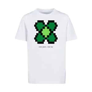 F4NT4STIC T-Shirt Silvester Happy New Year Pixel Kleeblatt weiß