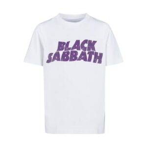 F4NT4STIC T-Shirt Black Sabbath Heavy Metal Band Wavy Logo Distressed Black weiß