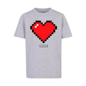 F4NT4STIC T-Shirt Pixel Herz Good Vibes Happy People heather grey