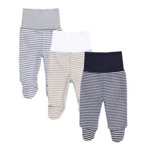 TupTam Baby Jungen Strampelhose mit Fuß 3er Pack beige/grau