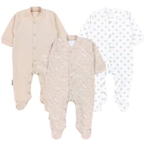 TupTam Baby Jungen Schlafstrampler mit Fuß 3er Pack grün/weiß