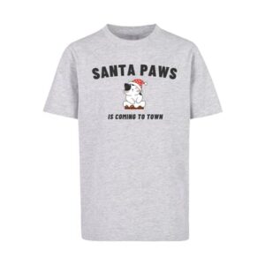 F4NT4STIC T-Shirt Santa Paws Christmas Cat heather grey