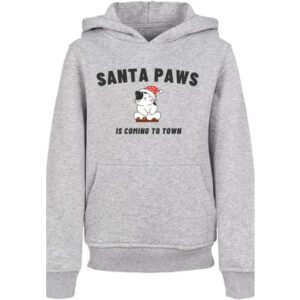 F4NT4STIC Hoodie Santa Paws Christmas Cat heather grey