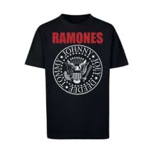 F4NT4STIC T-Shirt Ramones Rock Musik Band Red Text Seal schwarz